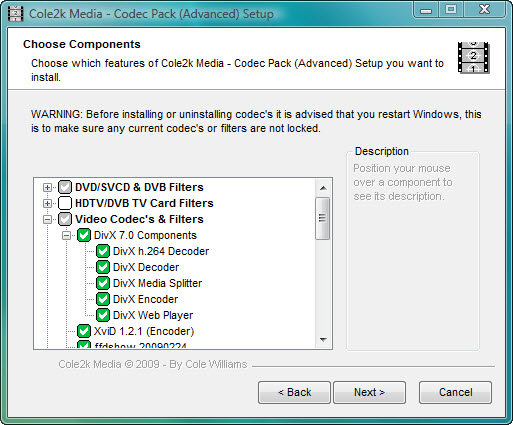 Click to view Codec Pack - Advanced 7.9.8 screenshot